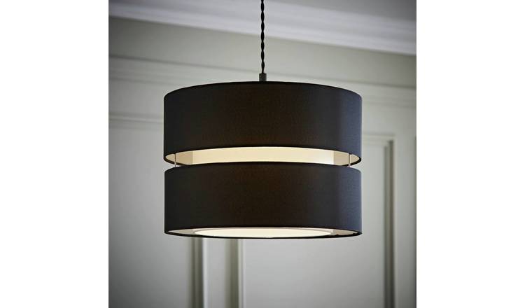 ValueLights Sophia Black 2 Tier Easy Fit Lampshade - 35cm