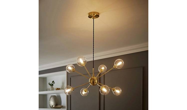 ValueLights Sputnik Metal LED Gold 8 Way Pendant Ceiling Light - Gold