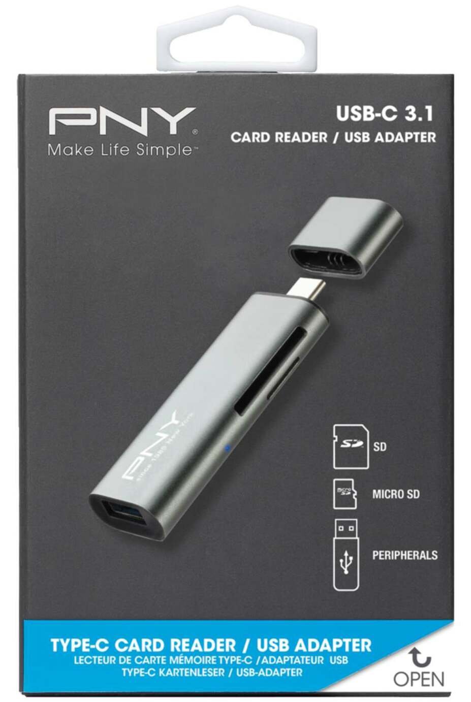 PNY 3 Port USB-C Card Reader & Adapter