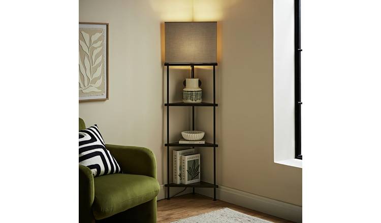ValueLights Taska Wooden Statement Floor Lamp - Black