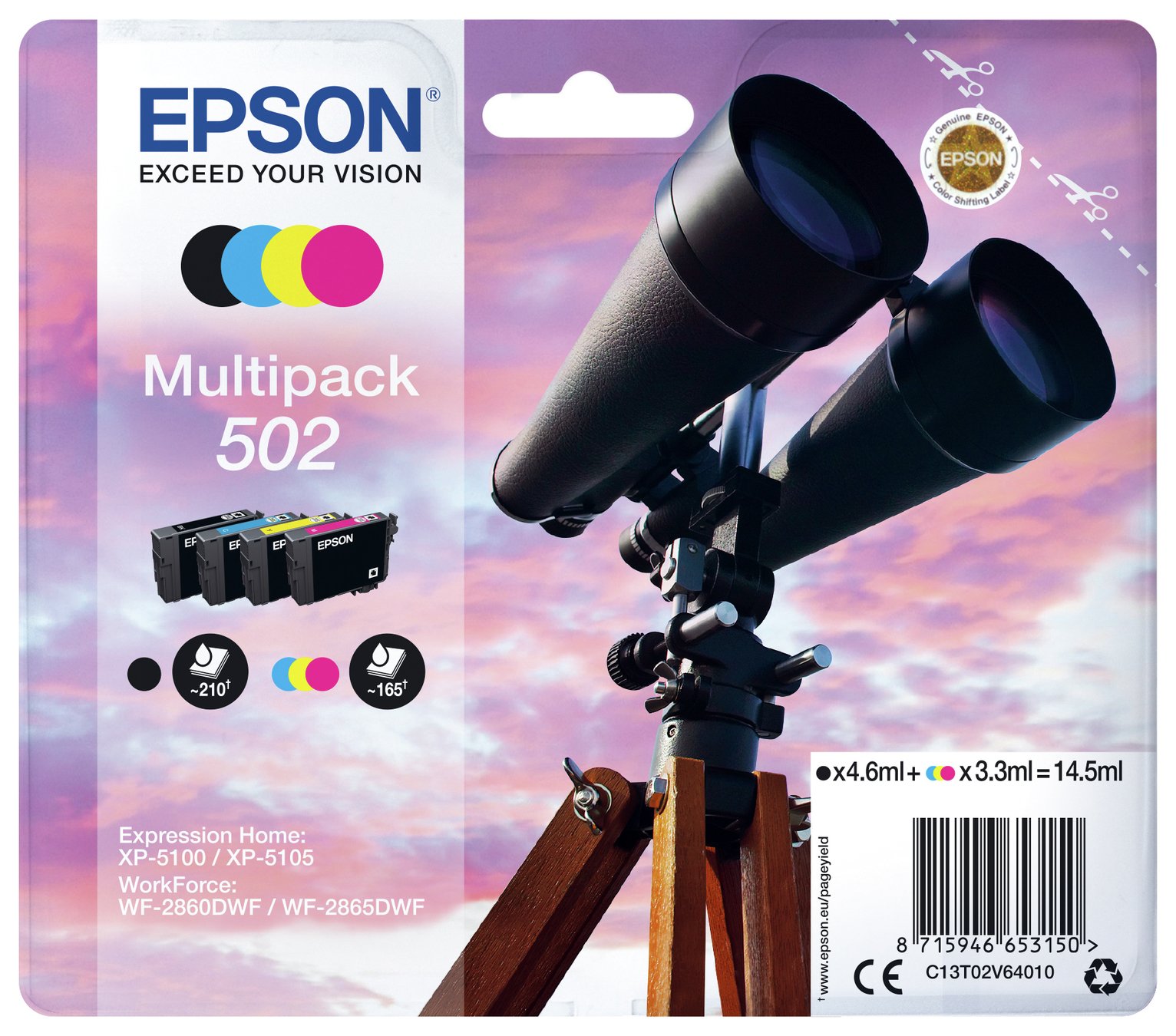 Epson 502 Binoculars Ink Cartridges - Black & Colour