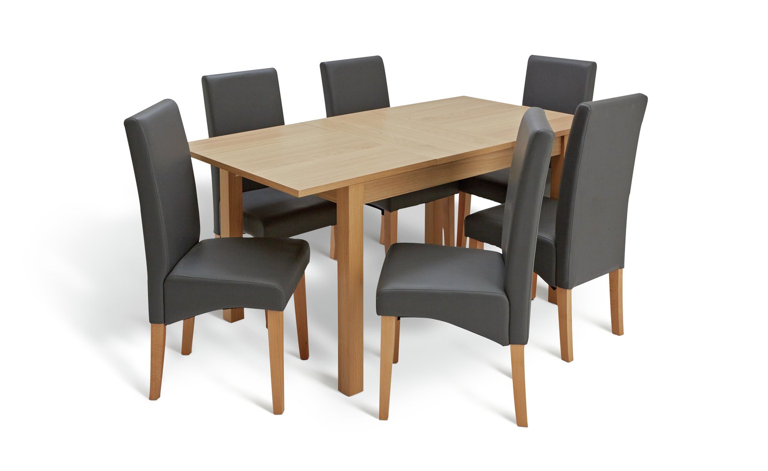 Argos Home Clifton Oak Extending Table & 6 Charcoal Chairs