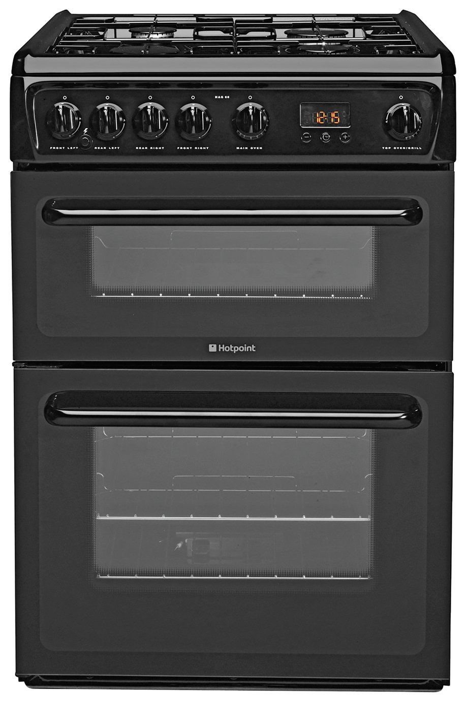 Hotpoint HAG60K 60cm Double Oven Gas Cooker - Black