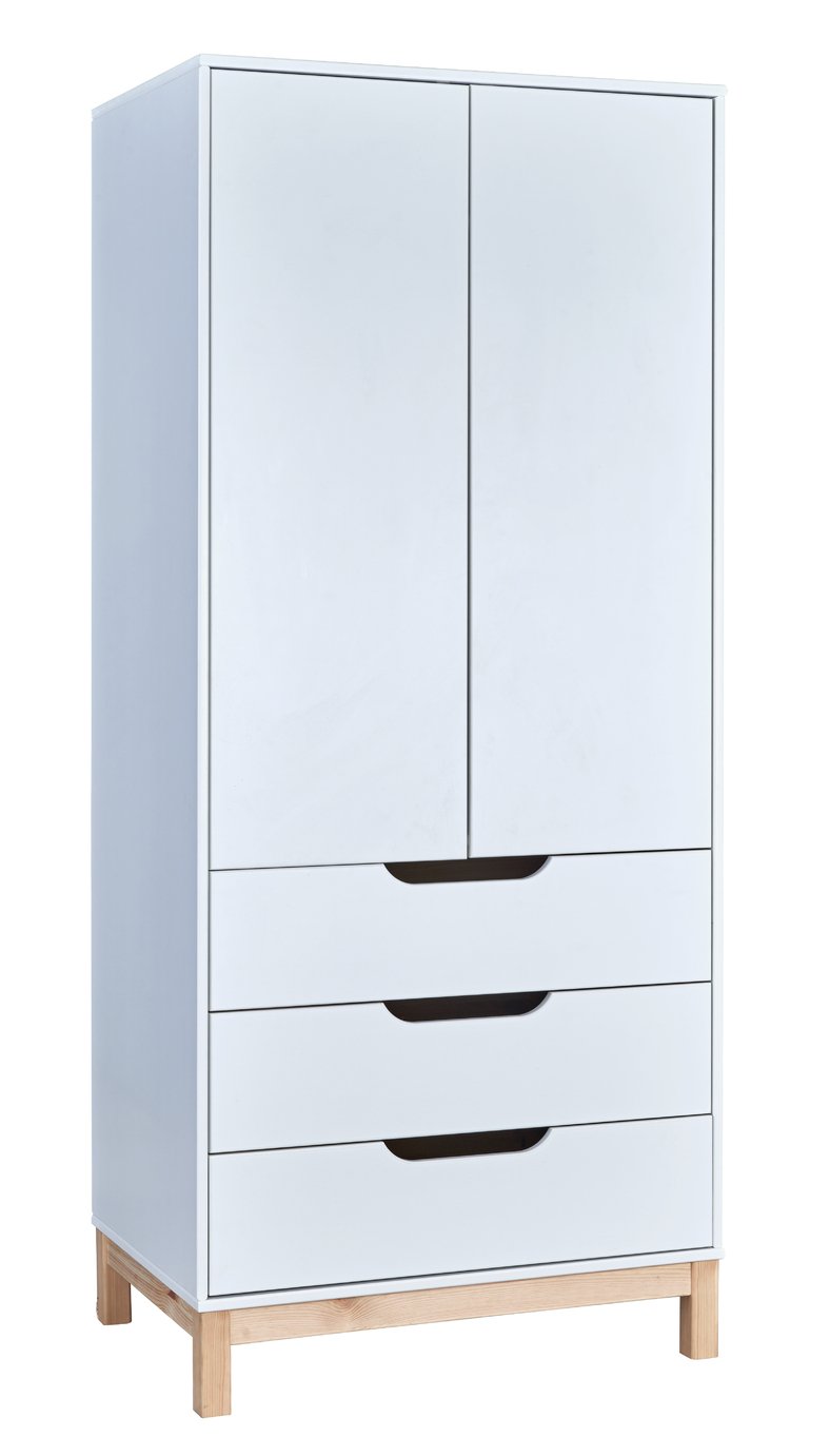 Argos Home Arlo White & Pine 2 Door 3 Drawer Wardrobe