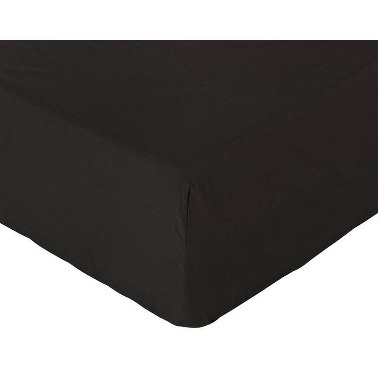 Habitat Cotton Rich 180 TC Plain Black Fitted Sheet - Single 0