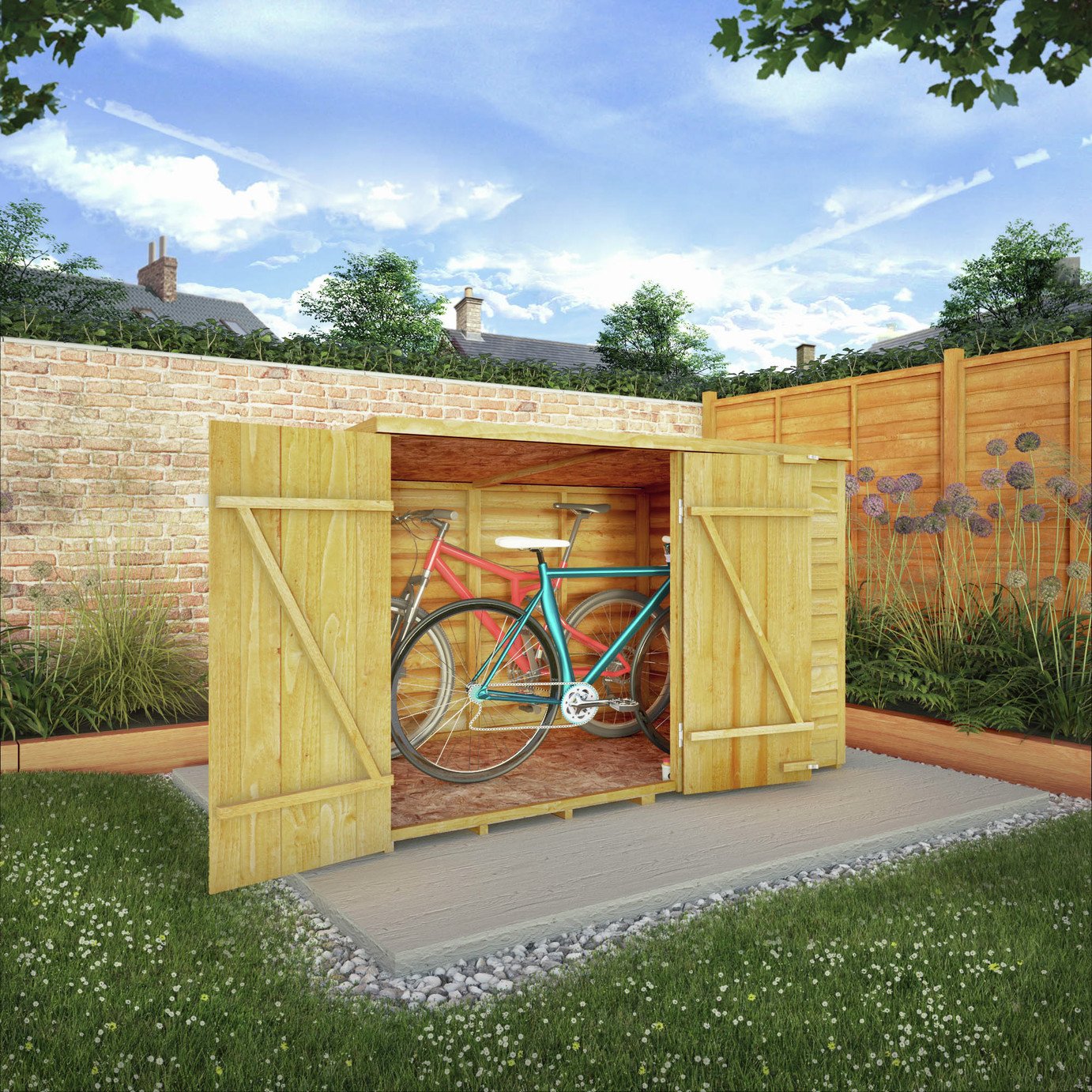 Buy Mercia Wooden 4 x 6ft Overlap Pent Bike Store | Garden storage