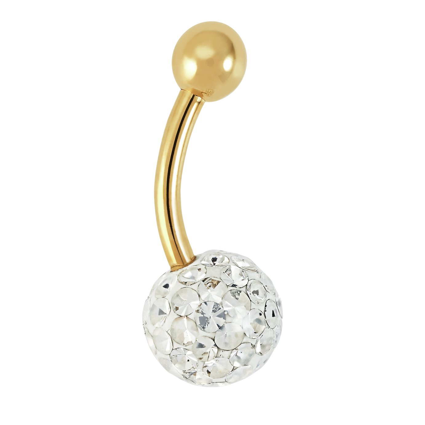 State of Mine 9ct Yellow Gold Glitter Ball Belly Bar