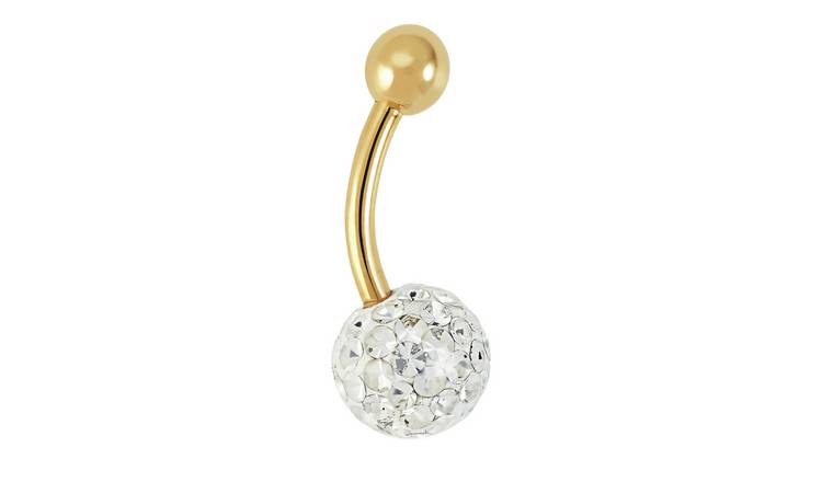 State of Mine 9ct Yellow Gold Glitter Ball Belly Bar
