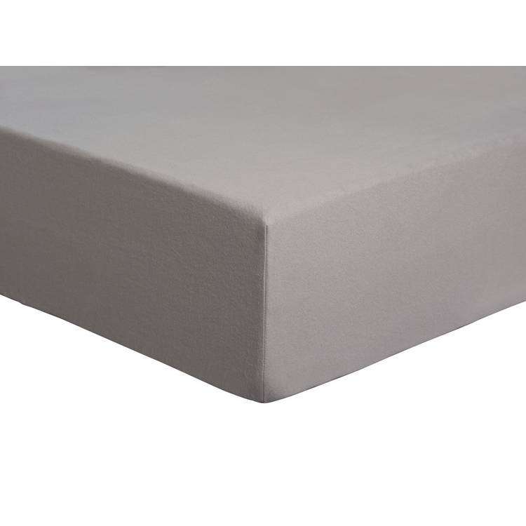 Habitat Soft and Cosy Brushed Cotton Grey Fitted Sheet - KS 0