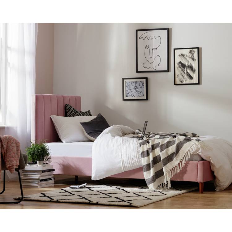 Argos Home Pandora Single Velvet Bed Frame - Pink 0