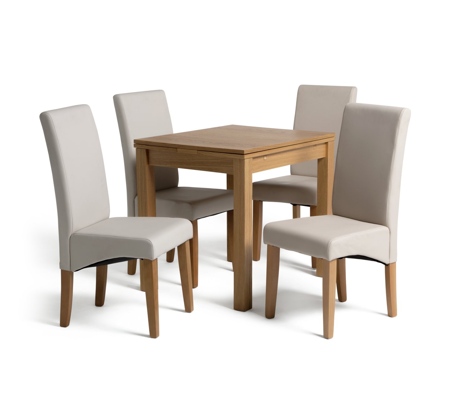 Argos Home Clifton Oak Extending Table & 4 Cream Chairs