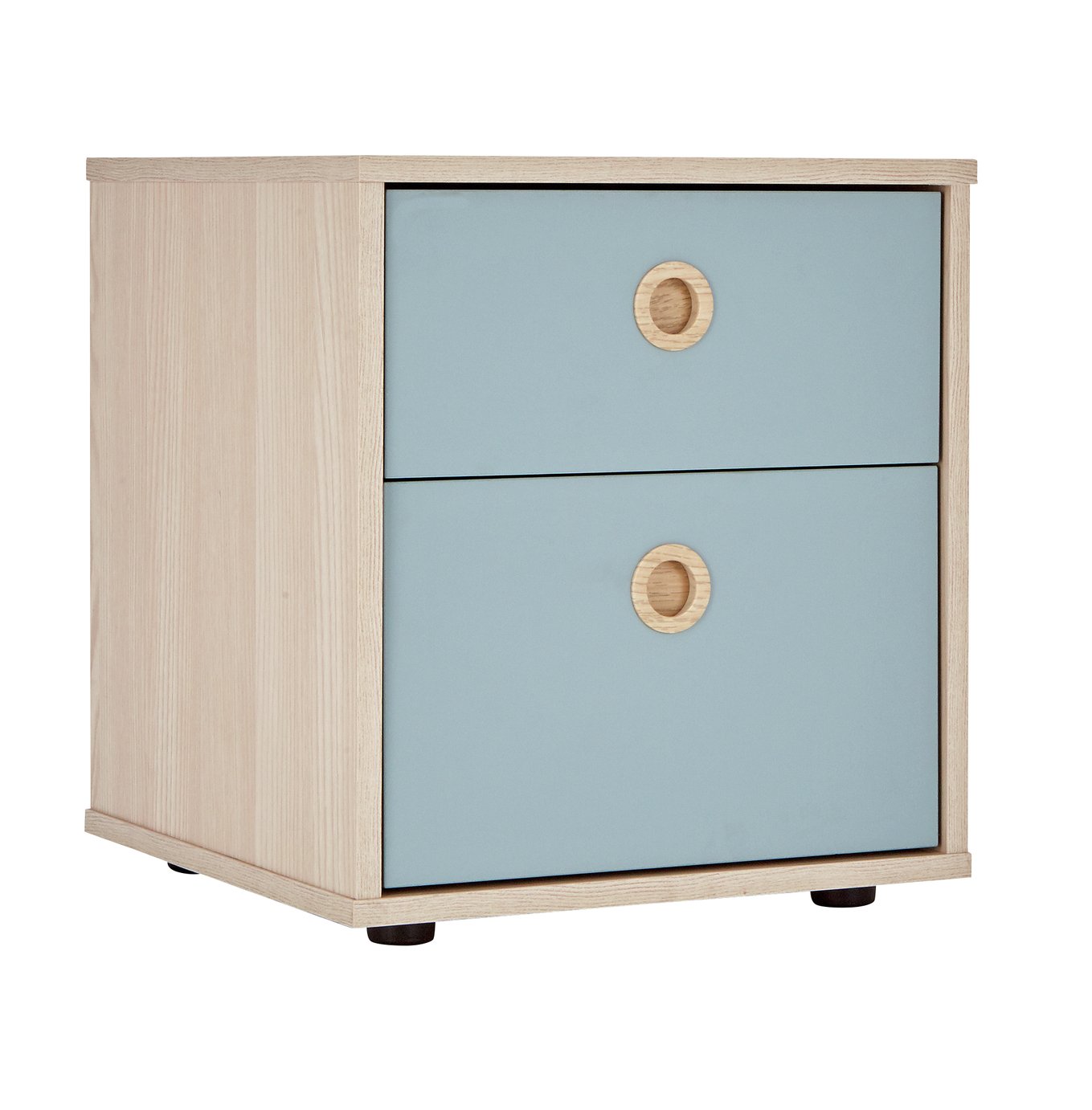 Argos Home Camden Blue & Acacia 2 Drawer Bedside Cabinet