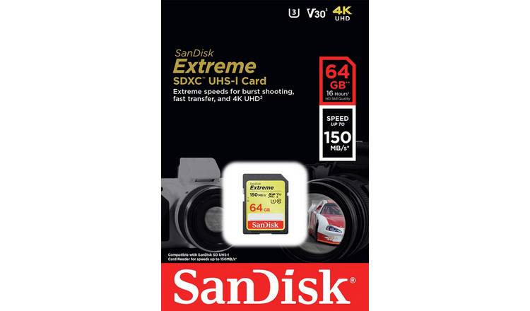 SanDisk Extreme 150MBs SDXC UHS-I Memory Card - 64GB