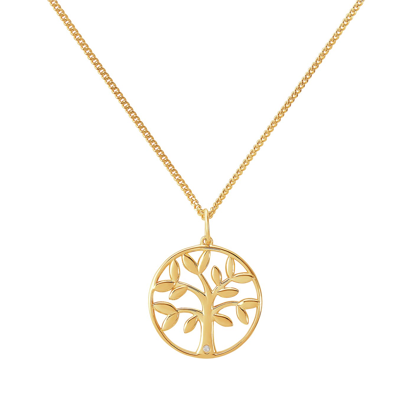 Revere Silver Diamond Tree of Life Pendant Necklace