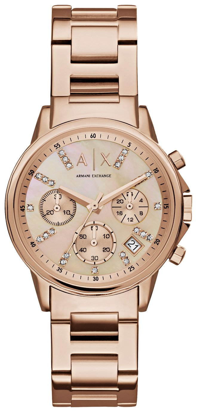 armani exchange rose gold womens watch