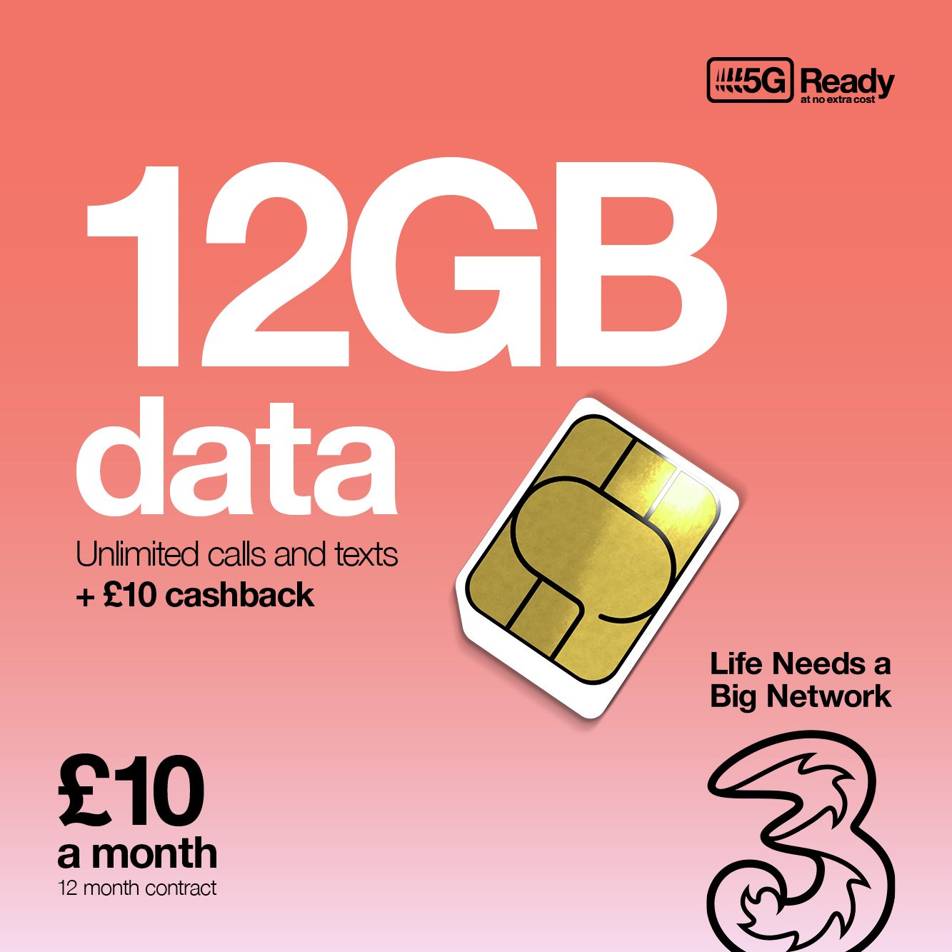 Three 12GB Data 12 Month SIM Card Review