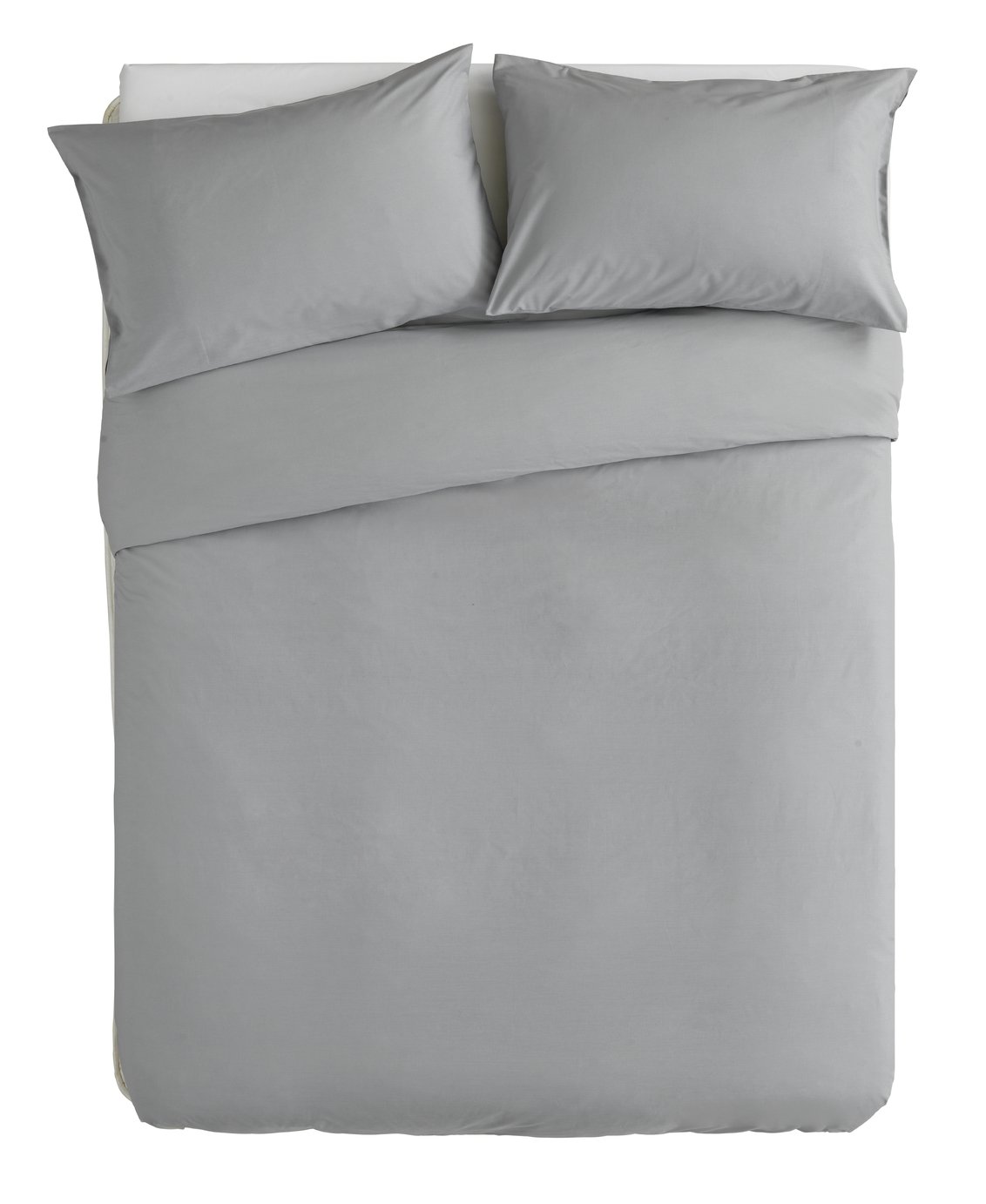 Habitat Cotton Rich 180 TC Plain Grey Bedding Set - Double