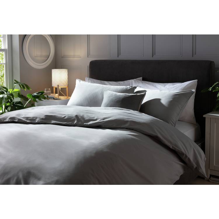 Habitat Cotton Rich 180 TC Plain Grey Bedding Set - Double 0