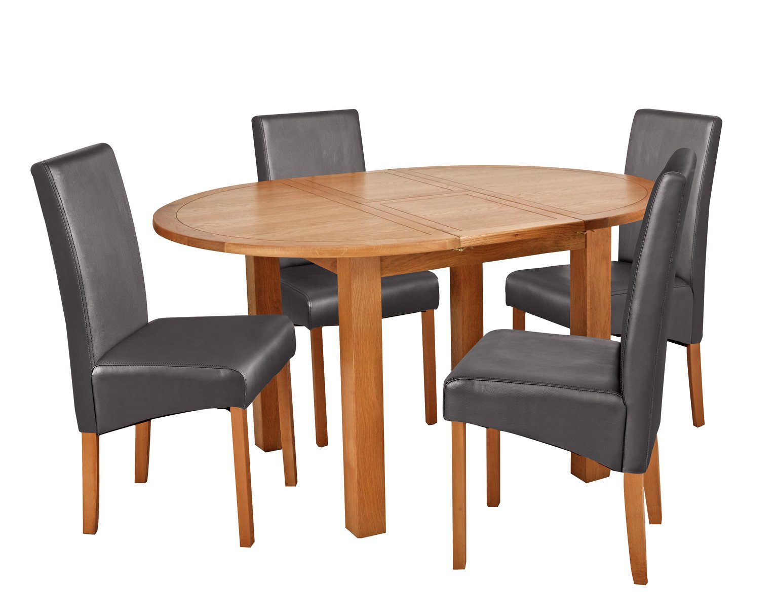 Argos Home Clifton Oak Extending Table & 4 Charcoal Chairs