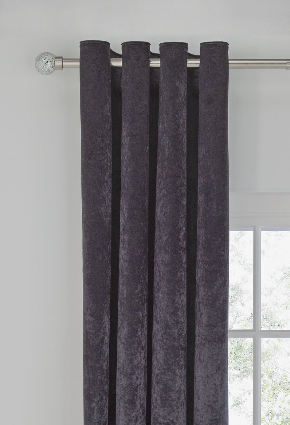 Argos Home Velvet Lined Eyelet Curtain - 168x183cm - Black
