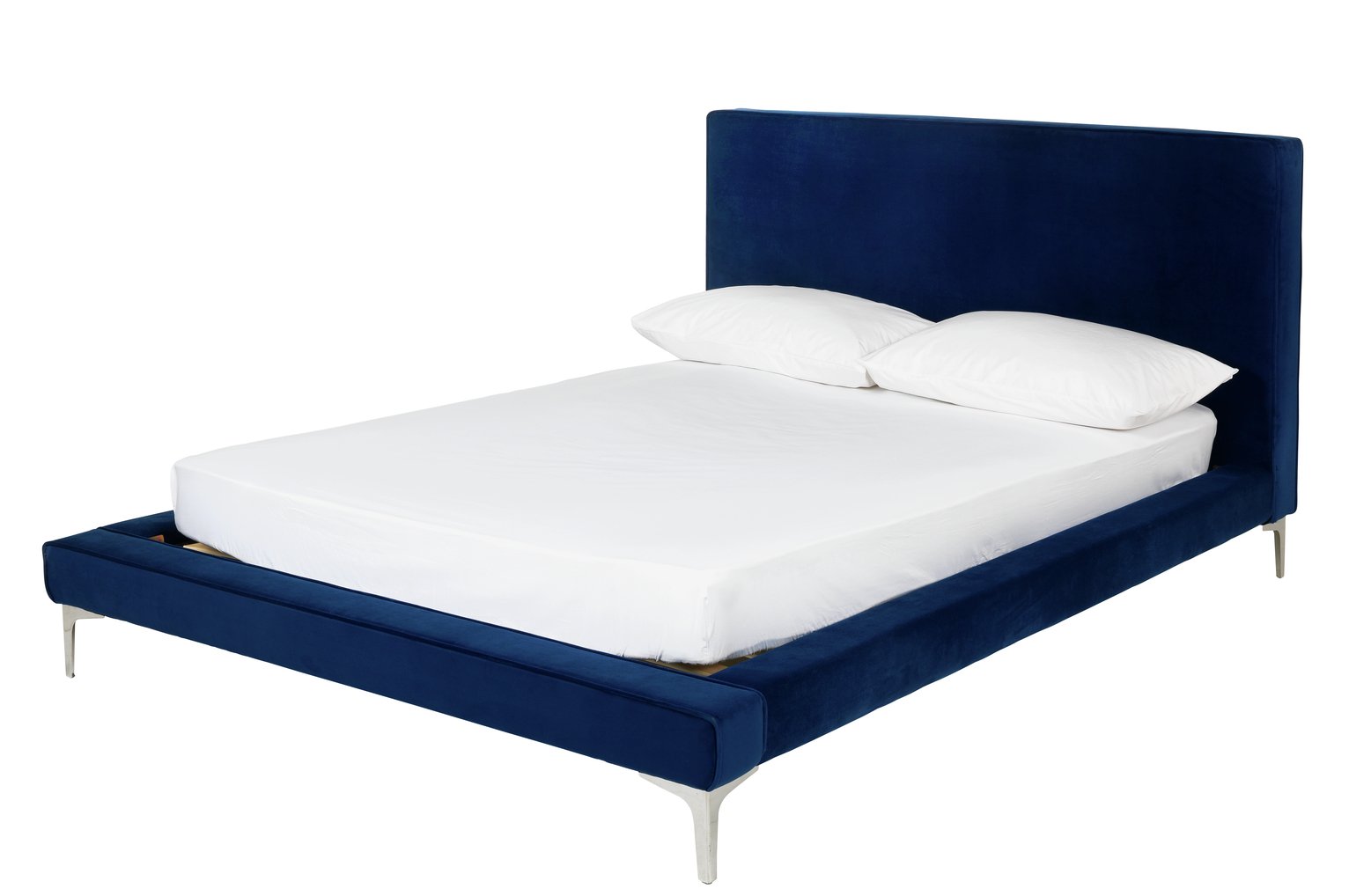 Argos Home Kyoto Velvet Double Platform Bed Frame - Blue