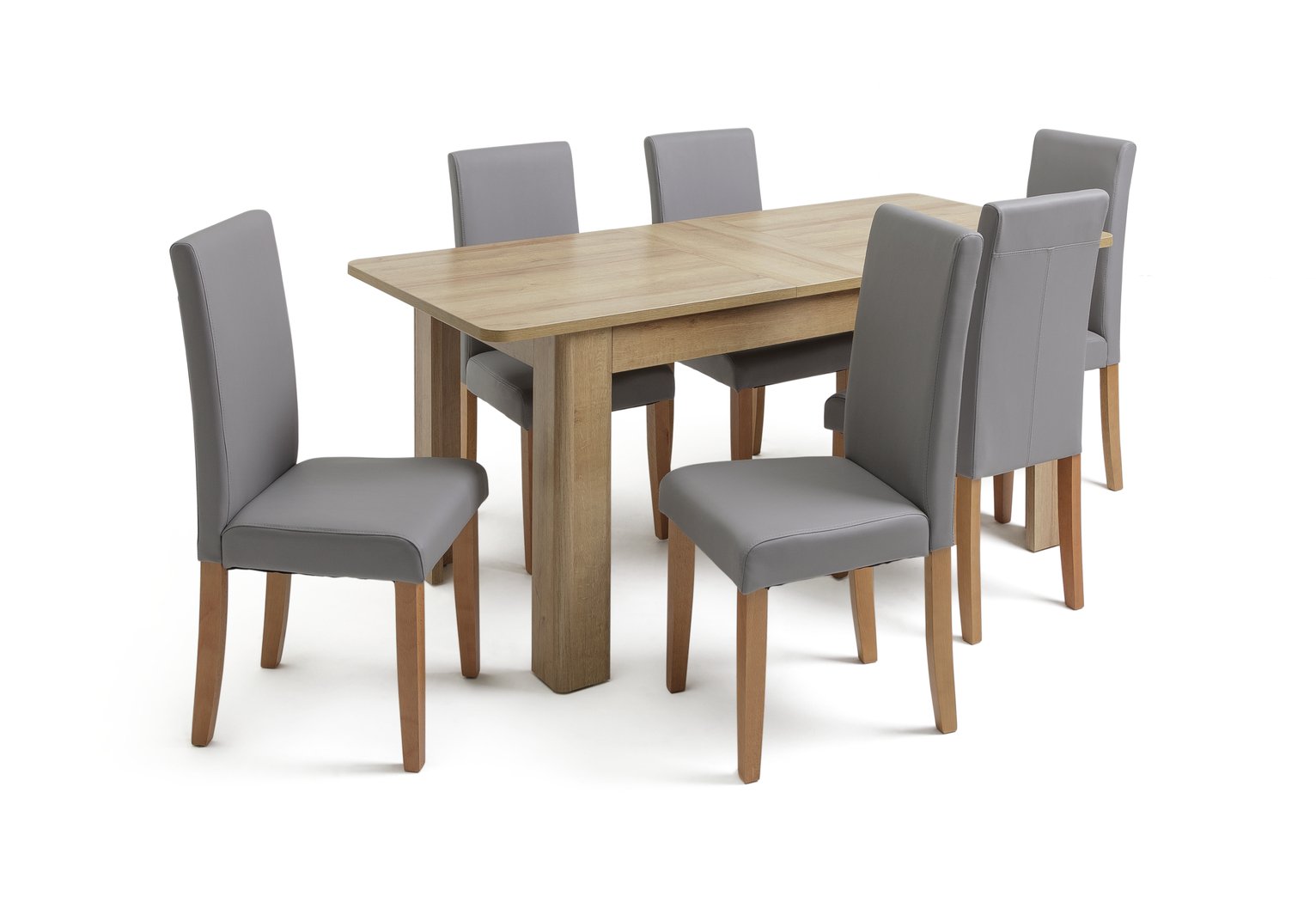 Argos Home Miami Curve Extending Table & 6 Grey Chairs
