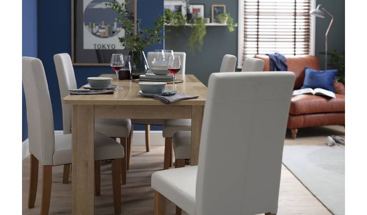 Argos Home Miami Oak Dining Table & 6 Grey Chairs