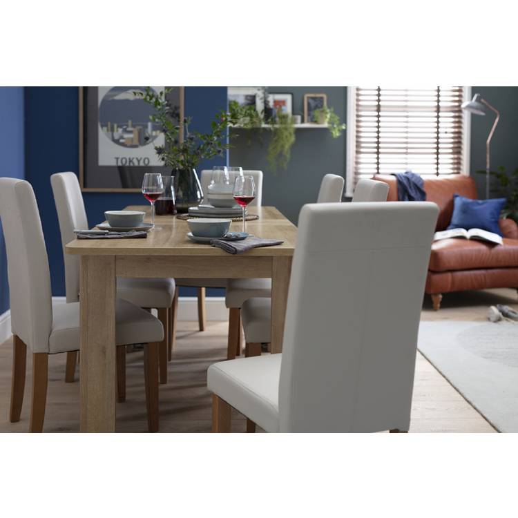 Argos Home Miami Oak Dining Table & 6 Grey Chairs 0