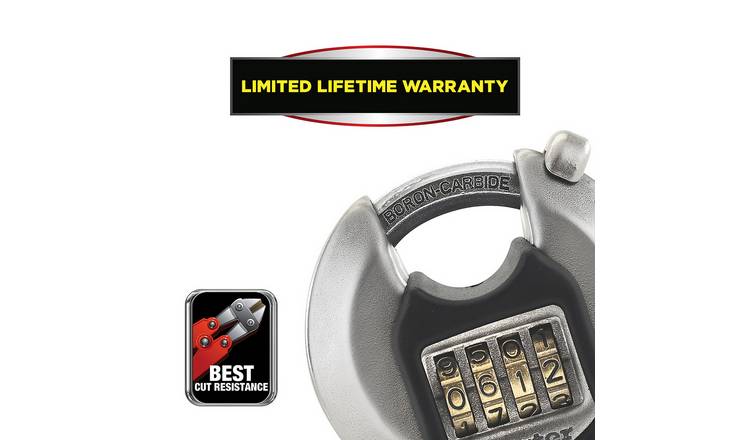 Master Lock Excell Stainless Steel Weatherproof Combination Disc Padlock  Silver 70mm - Screwfix