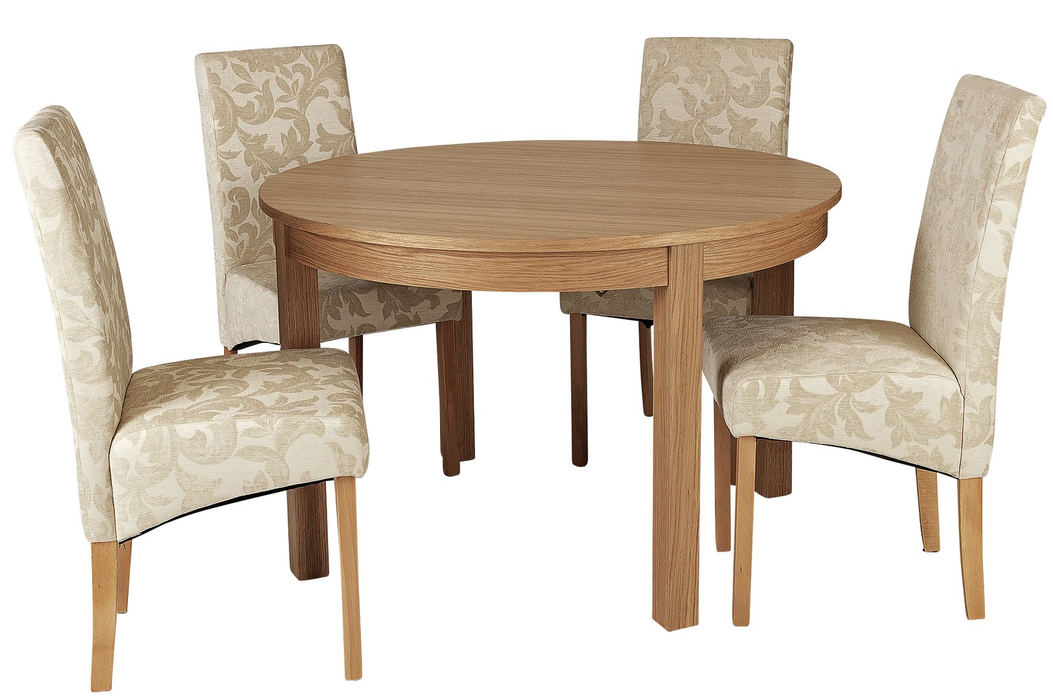 Argos Home Clifton Extending Table & 4 Cream Damask Chairs