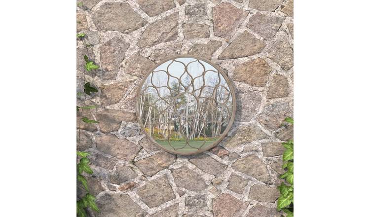 Walplus Round Iron Garden Mirror - Cream - 60 x 3 cm