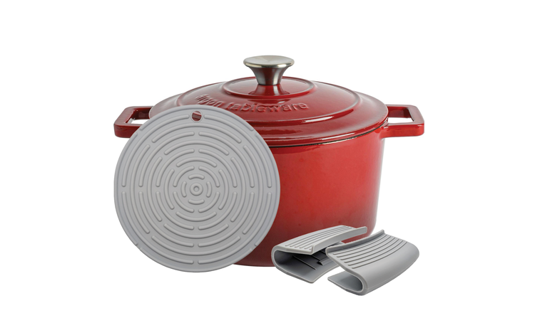 Argon Tableware Round Cast Iron Casserole Dish - Red Ombre