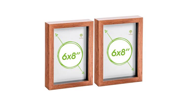 Nicola Spring 3D Box Photo Frames - 6 x 8" - Set of 2 - Dark Wood