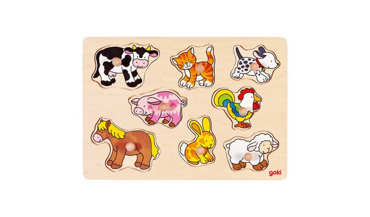 Goki Farm Animals 8 Piece Lift Out Jigsaw Puzzle