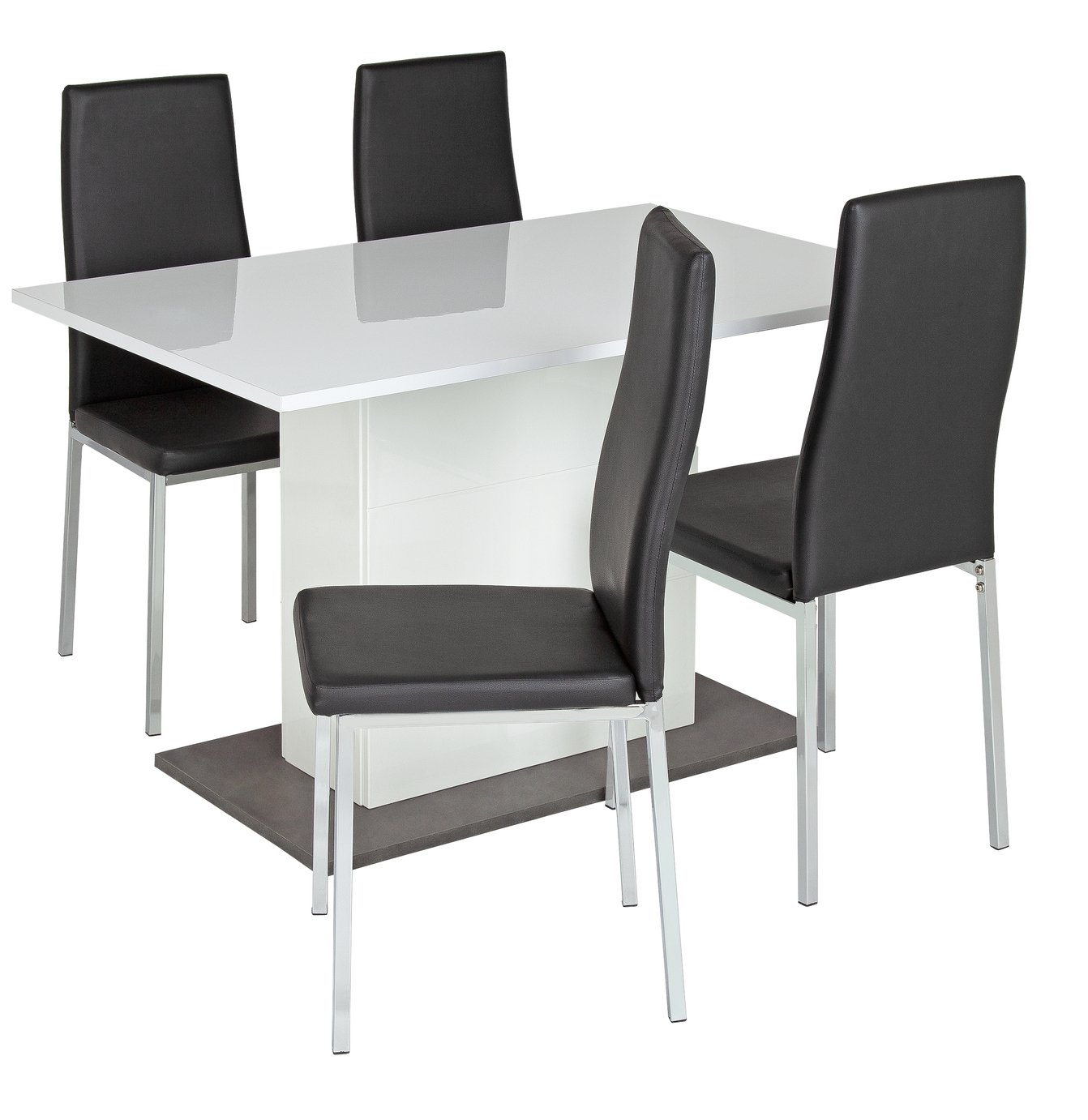 Argos Home Holborn White Gloss Dining Table & 4 Black Chairs