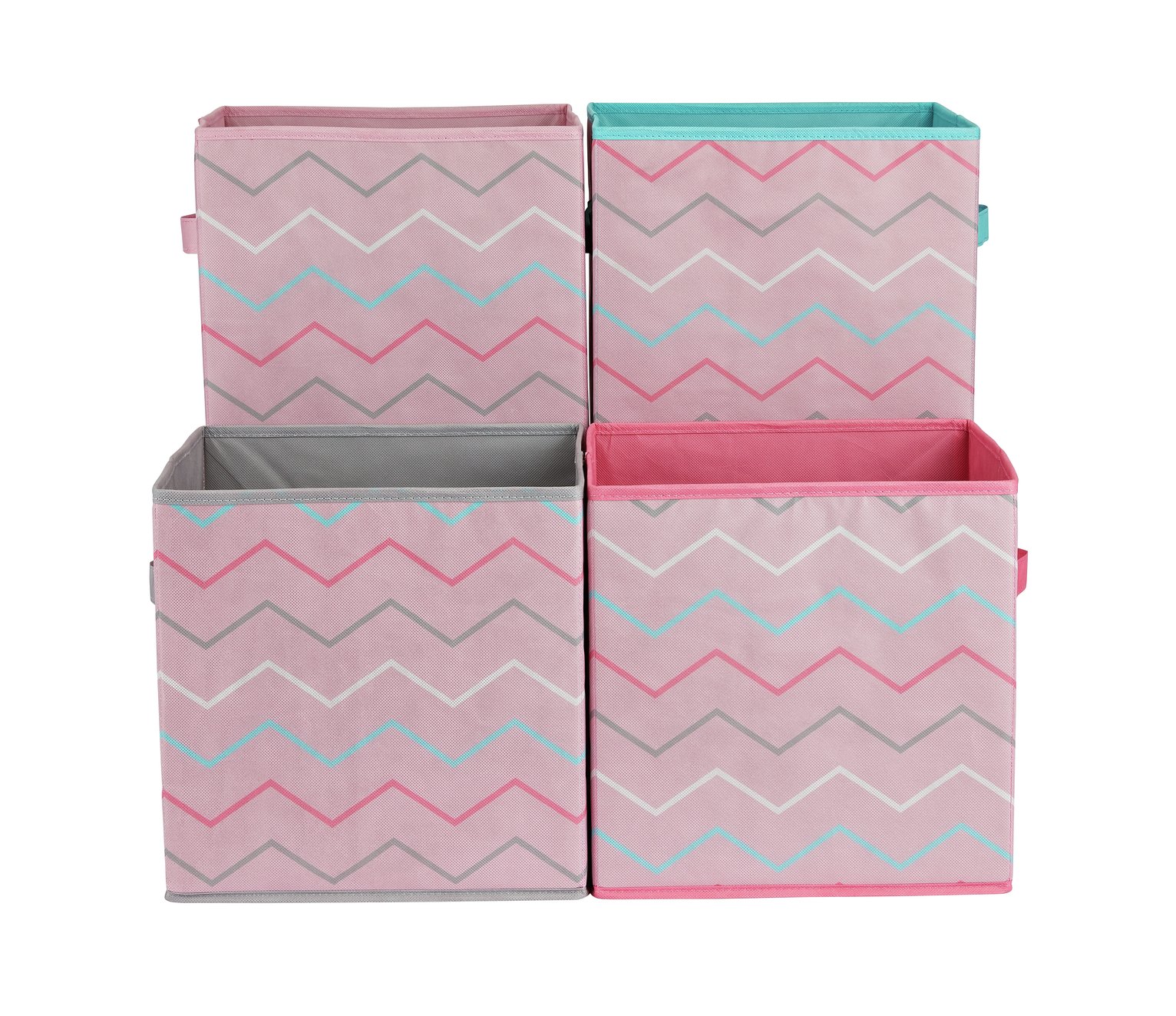 Argos Home Set of 4 Pink Zig-Zag Canvas Boxes