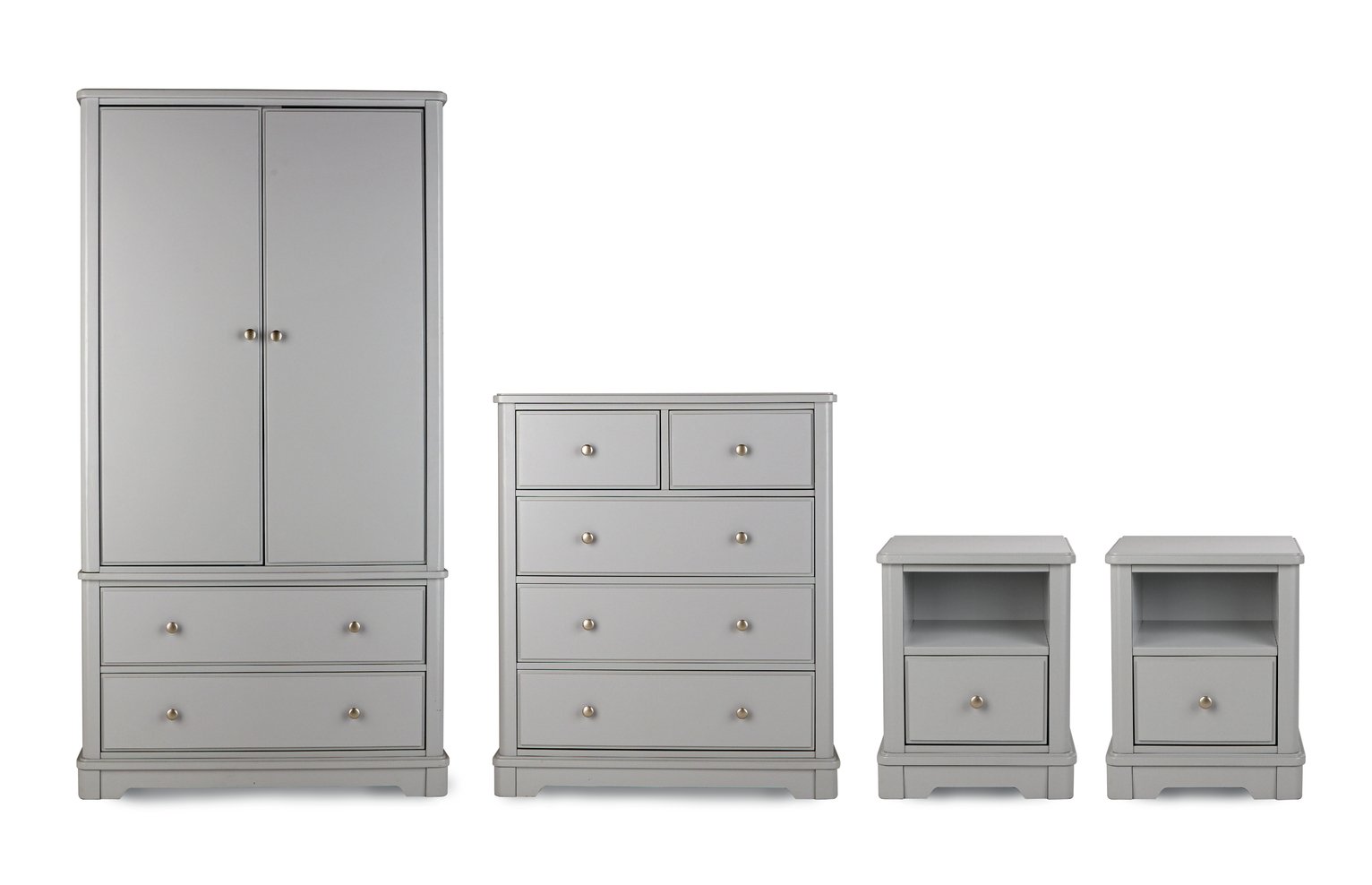 Argos Home Ashbourne 4 Piece 2 Door Wardrobe Set - Soft Grey