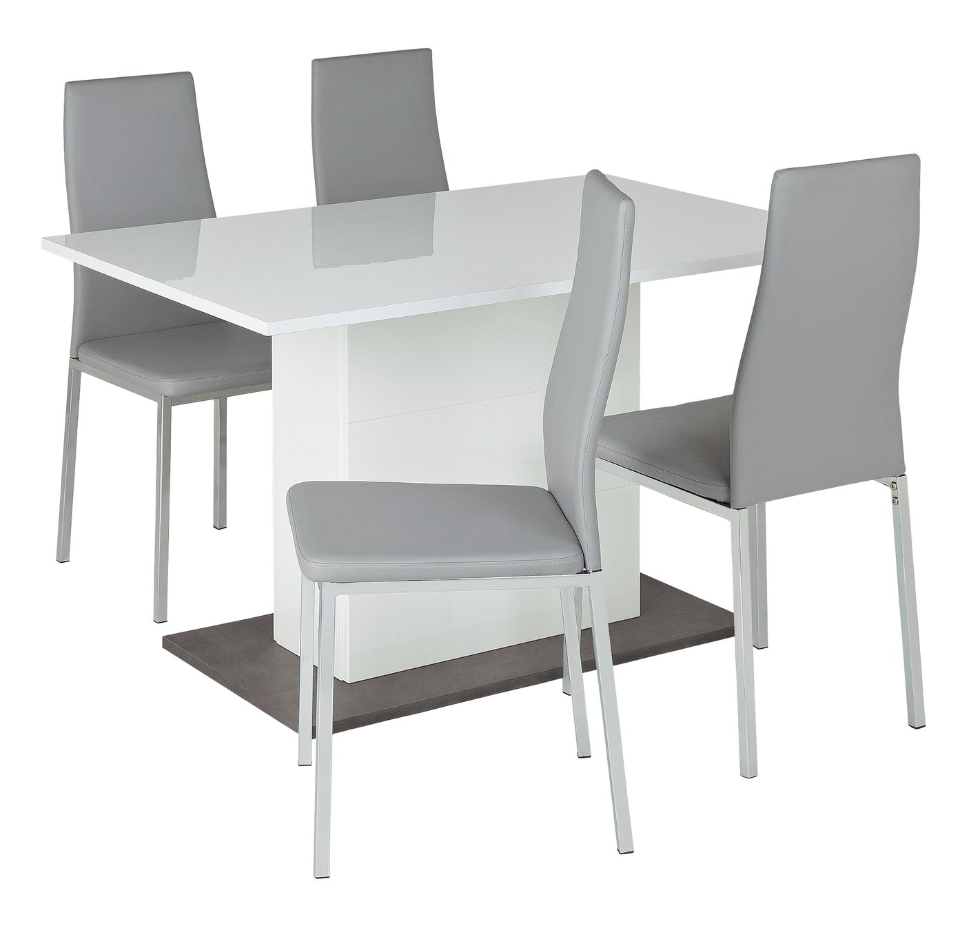 Argos Home Holborn White Gloss Dining Table & 4 Grey Chairs