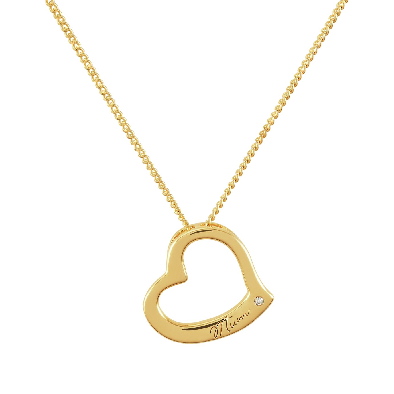 Revere Silver Gold Plated Mum Heart Pendant 18 Inch Necklace
