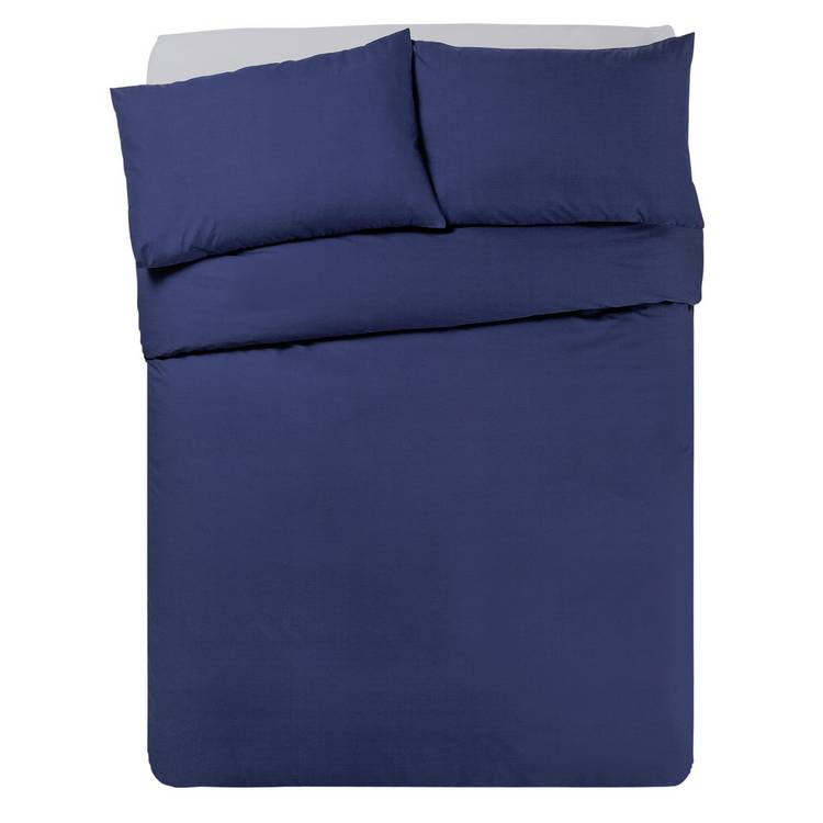 Habitat Cotton Rich 180 TC Plain Navy Bedding Set - Double 0