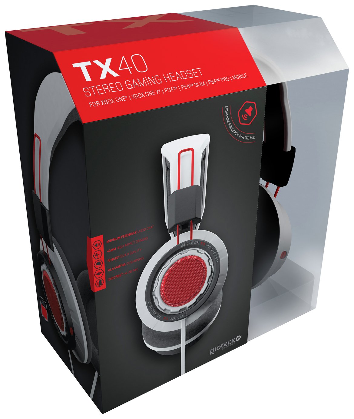 GioTeck TX-40 Xbox One, PS4, PC Headset - White