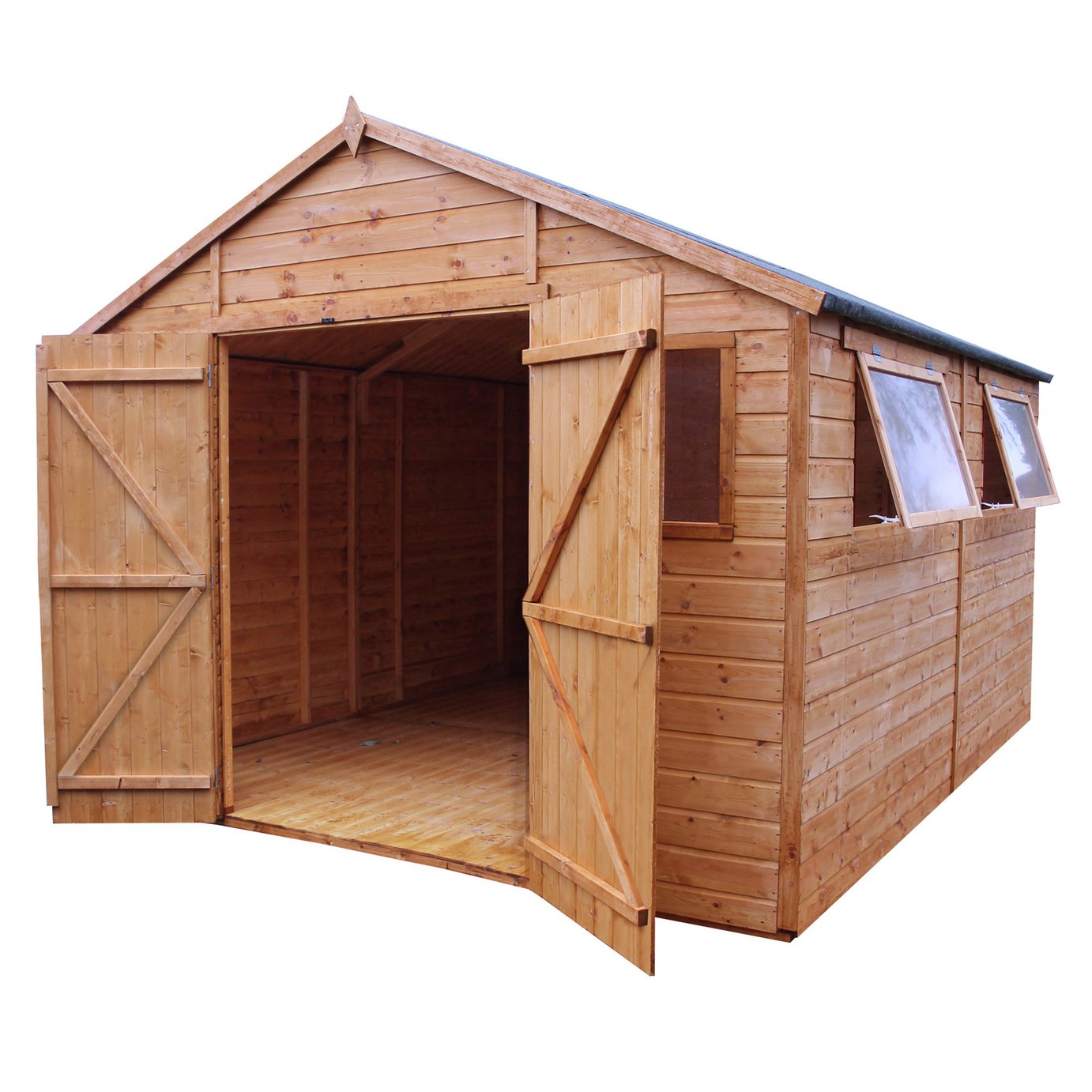 Mercia Wooden 16 x 10ft Shiplap 4 Glazed Window Workshop