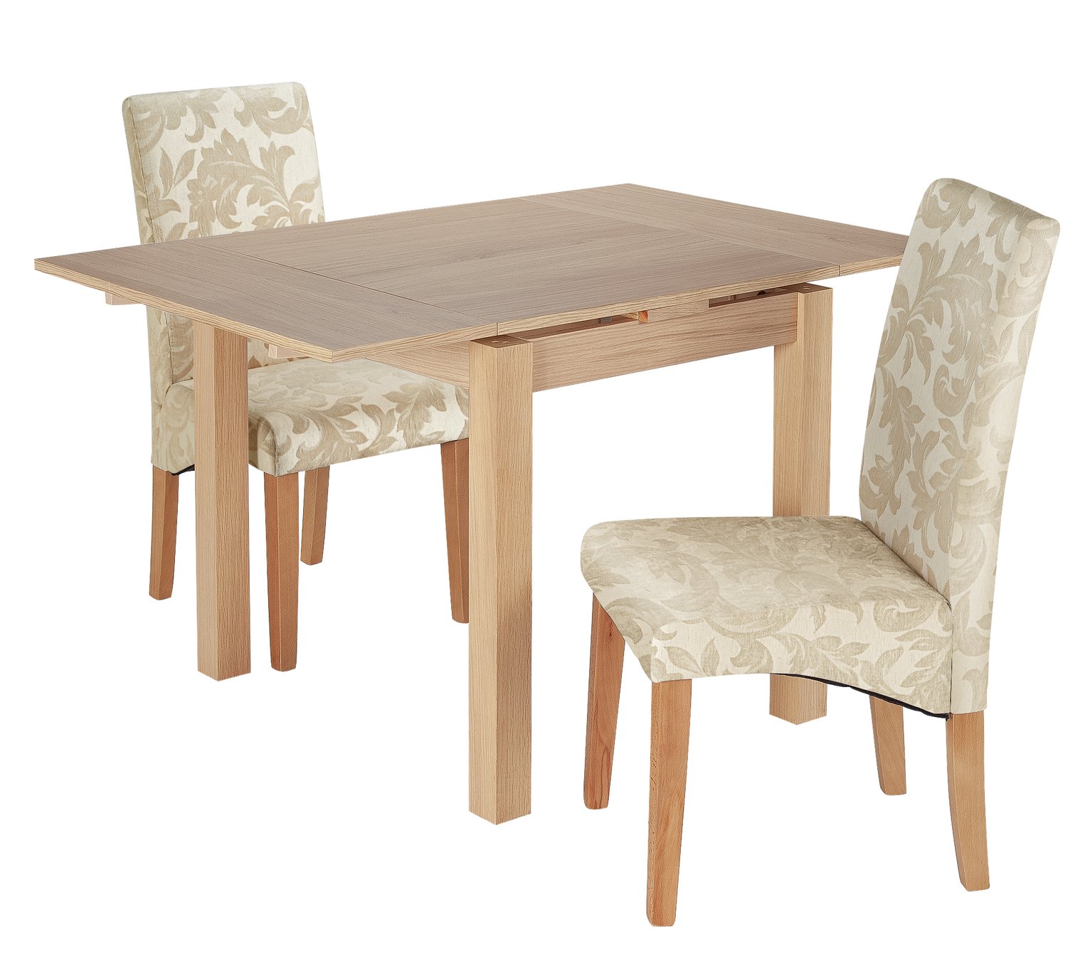 Argos Home Clifton Extending Table & 2 Cream Damask Chairs