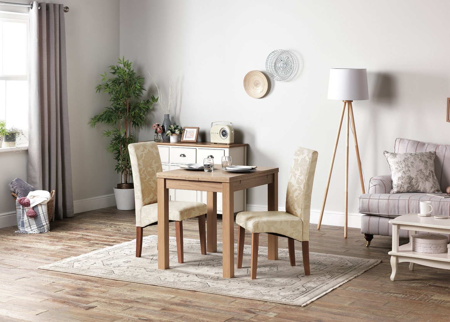 Argos Home Clifton Extendable Table & 2 Chairs Cream Damask Reviews