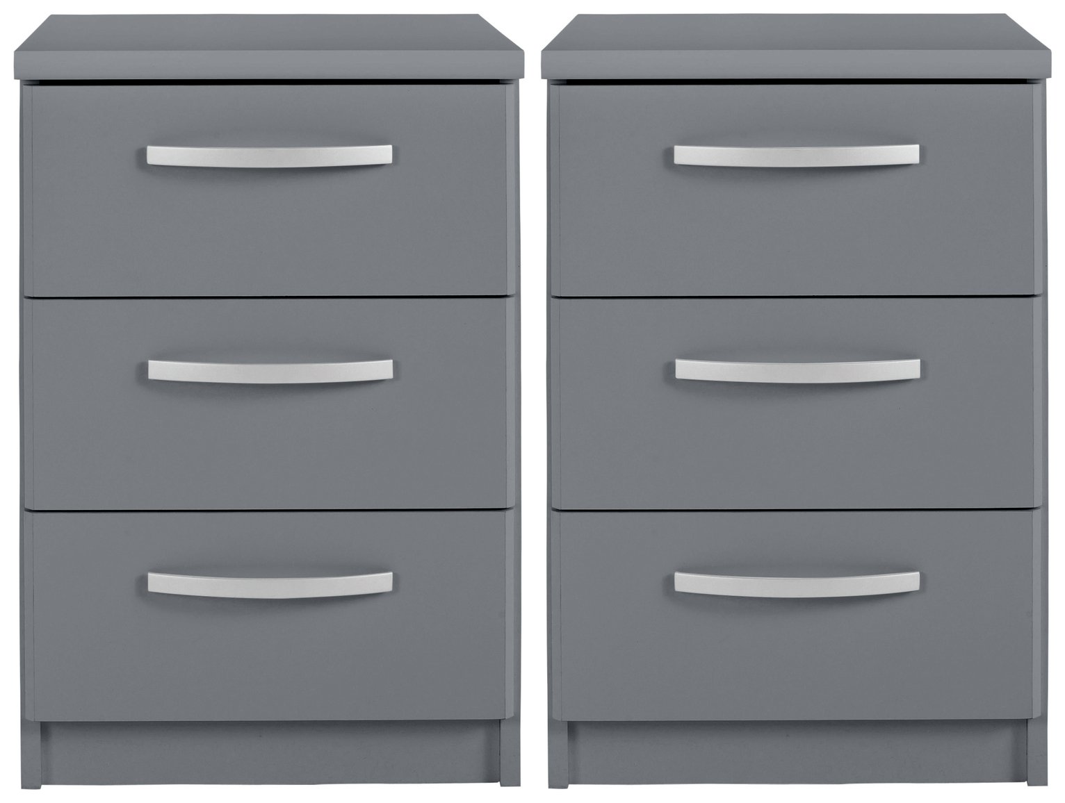 Argos Home Hallingford Gloss 2 Bedside Tables Set - Grey