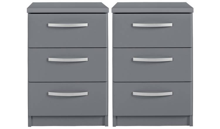 Buy Argos Home Hallingford Gloss 2 Bedside Tables Set Grey