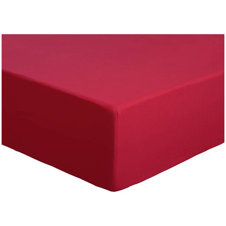 Habitat Easycare Plain Red Fitted Sheet - Single 0