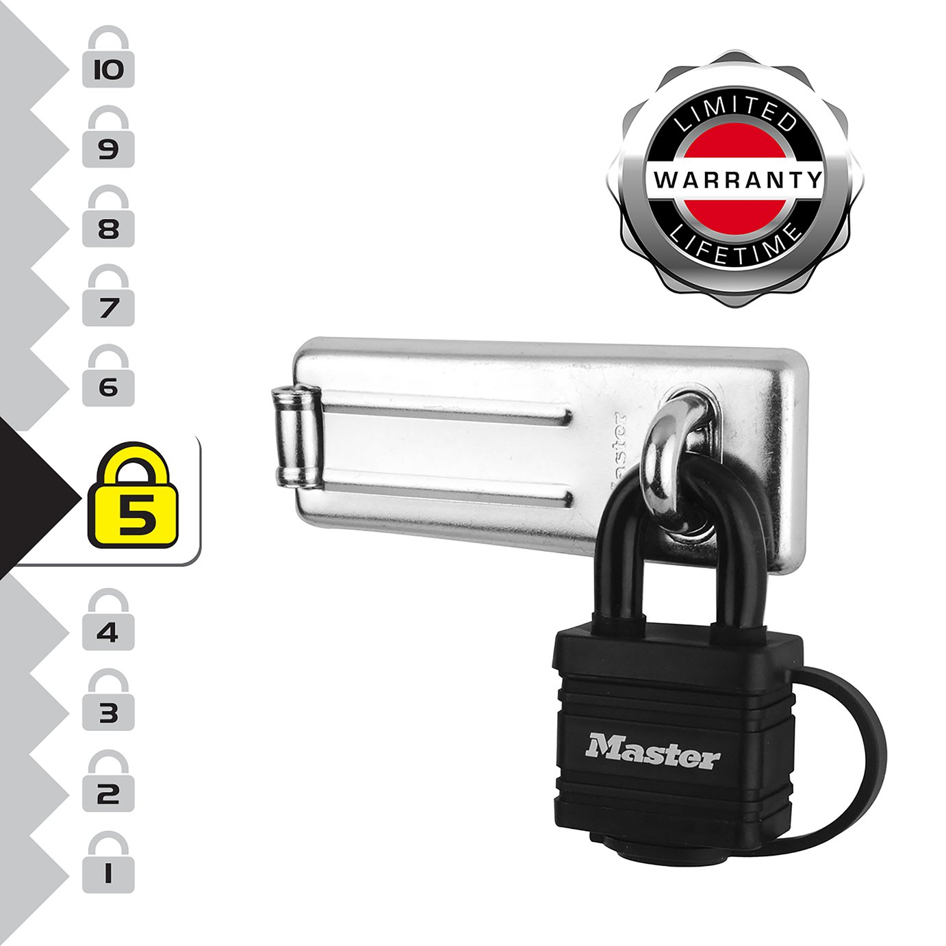 Master Lock Hasp & Staple with Padlock Black