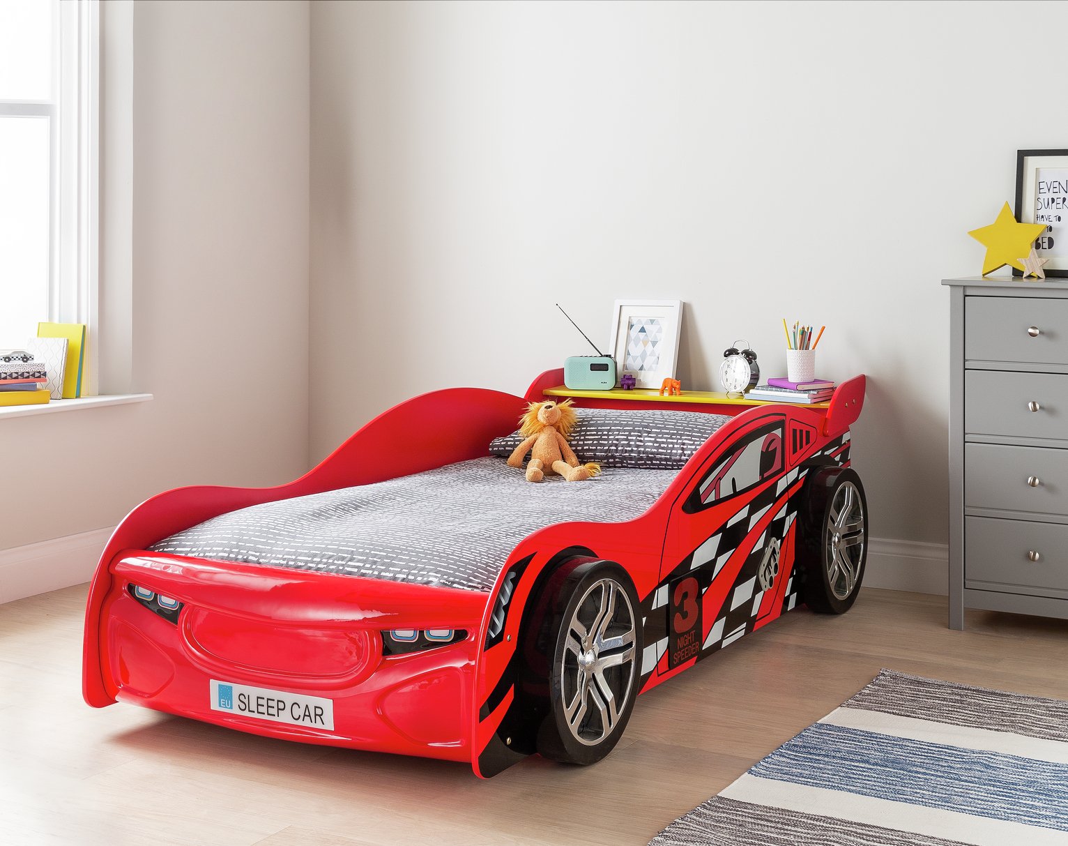 kids single car bed