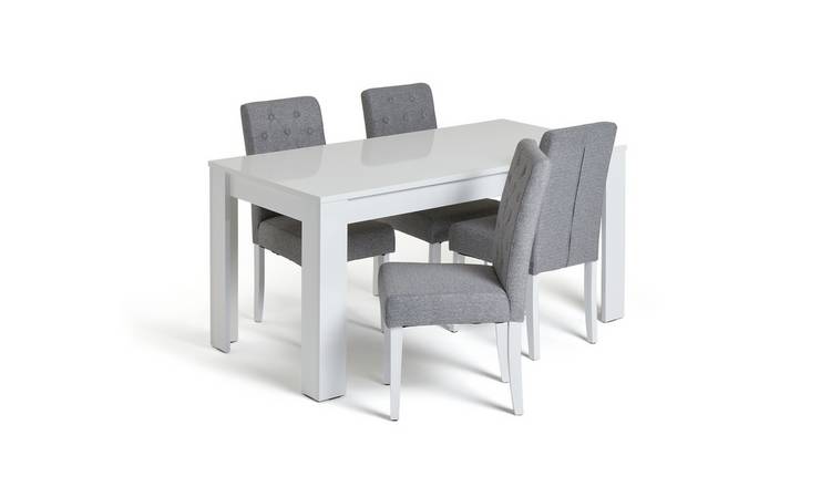 Buy Argos Home Miami Gloss Dining Table 4 Button Chairs Grey